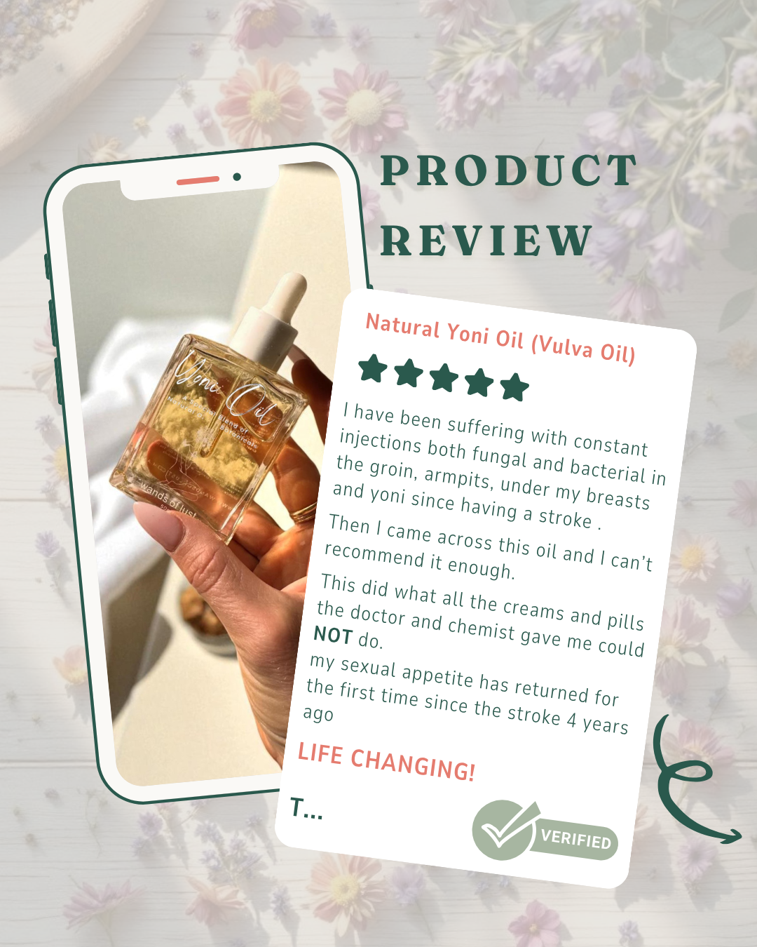 I have been suffering with constant injections both fungal and bacterial in the groin, armpits, under my breasts and yoni since having a stroke .
Then I came across this oil and I can’t recommend it enough.
This did what all the creams and pills the doctor and chemist gave me could NOT do. 
my sexual appetite has returned for the first time since the stroke 4 years ago life changing.