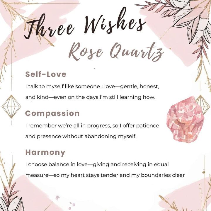 Gaiae Crystal keyring for intentions  Rose quartz 3 wishes