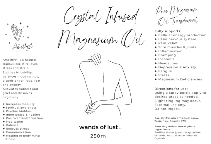 Magnesium oil ~ Crystal infused 💎 - Wands of Lust Co